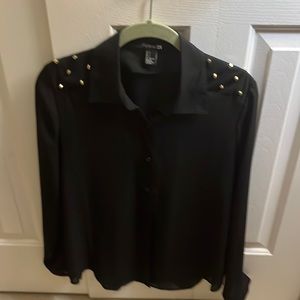 Black blouse with studs on shoulder size small